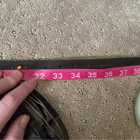 Vintage BOHO amber rhinestone studded Leather Fringe Waist Wrap statement belt - Picture 7 of 11